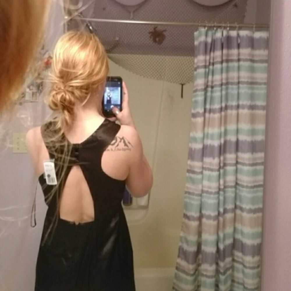 Long Silky Black Dress - Picture 3 of 3